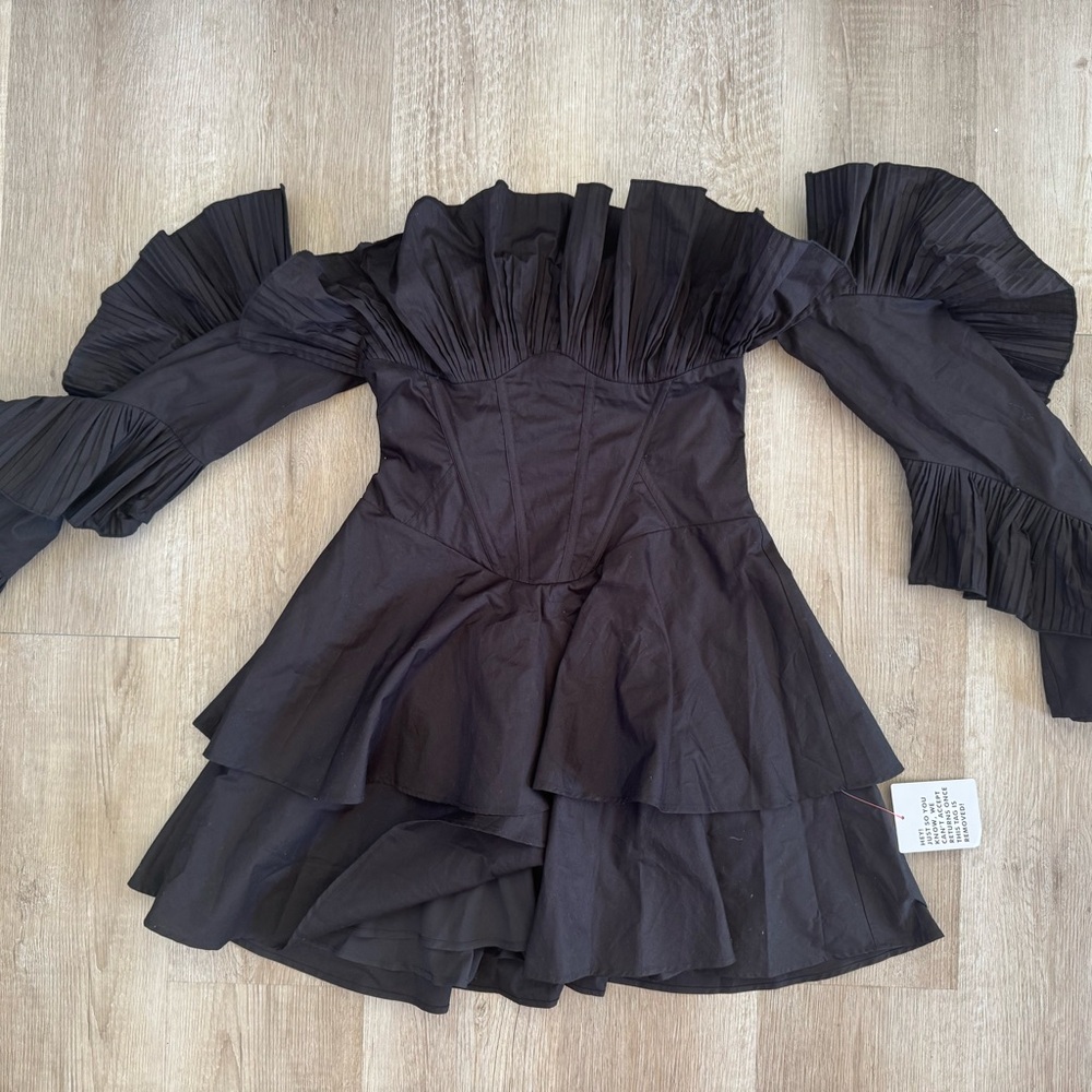 ASOS Luxe Black off the shoulder dress